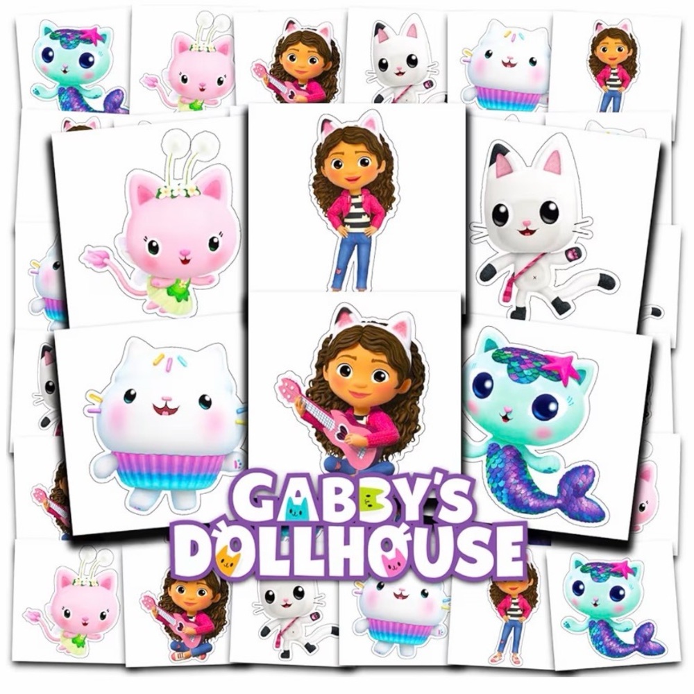 72~Gabby's Dollhouse Tattoos Party Favors Bundle Perforated Individual 2" x 2”